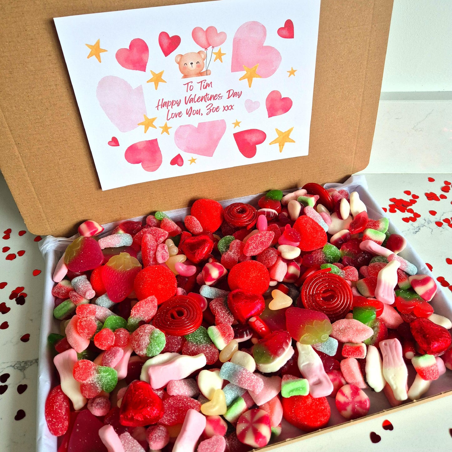 Personalised Valentines Bear Sweet Box