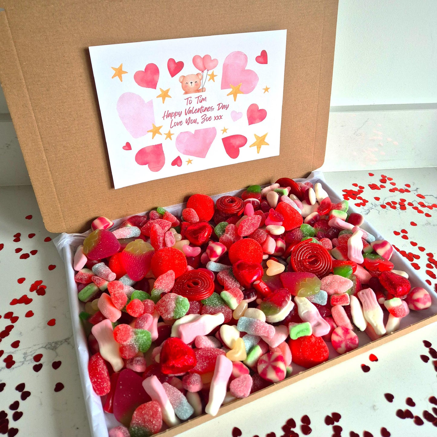 Personalised Valentines Bear Sweet Box